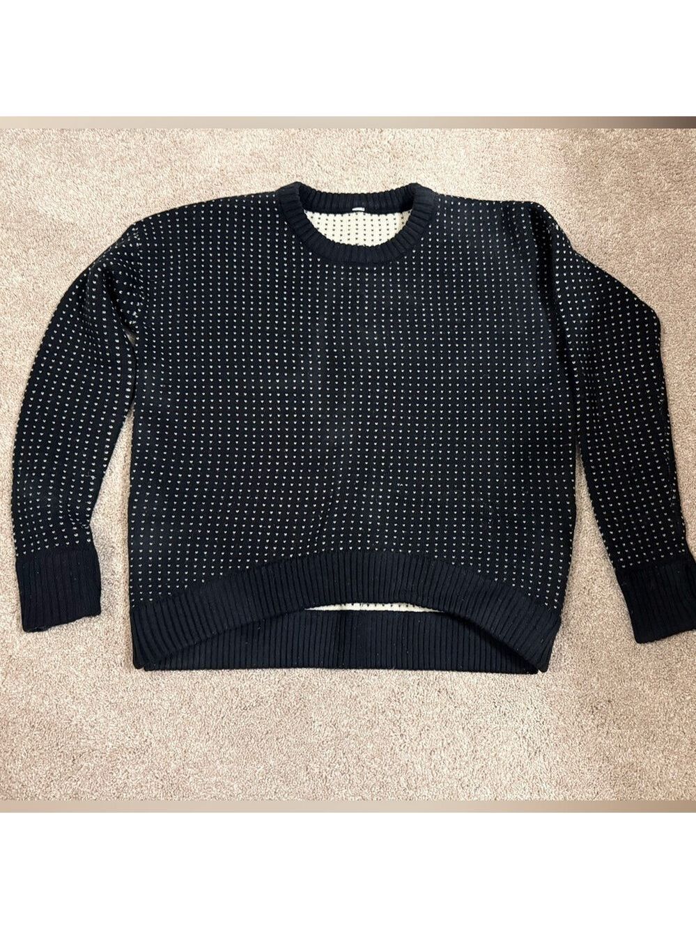 Lululemon Yogi Crew Neck Sweater Black with Hearts